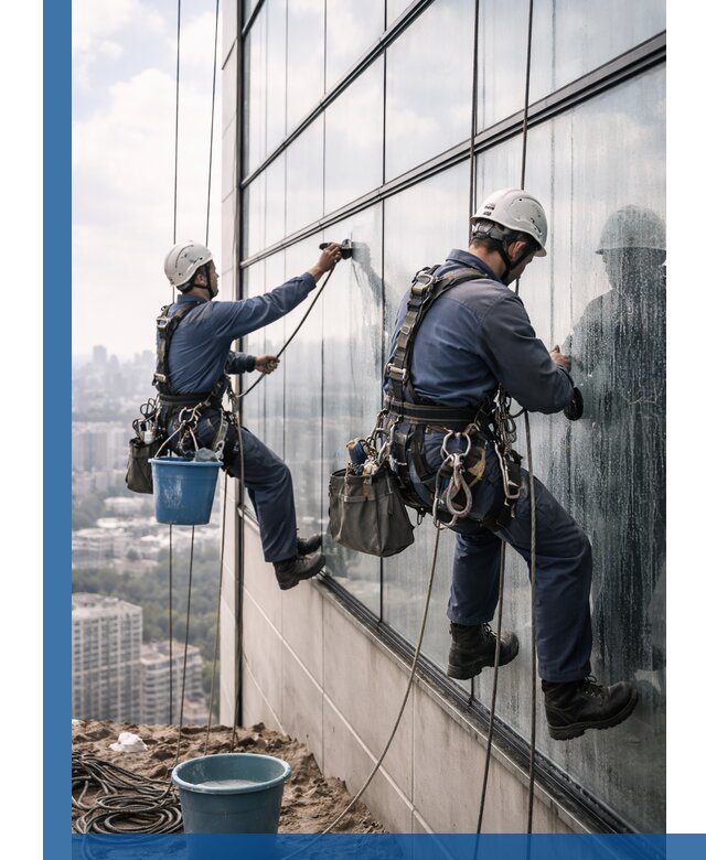 Профессиональная мойка фасадных окон альпинистами в Кузнецке