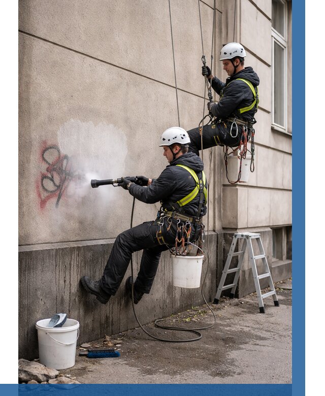 Удаление граффити с фасада в Кузнецке от 4691 р. | ВЫСОТНИК-Кнц