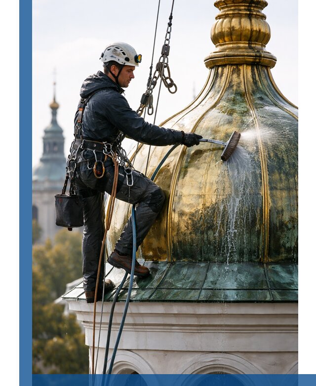 Профессиональная мойка куполов и шпилей высотными альпинистами в Кузнецке