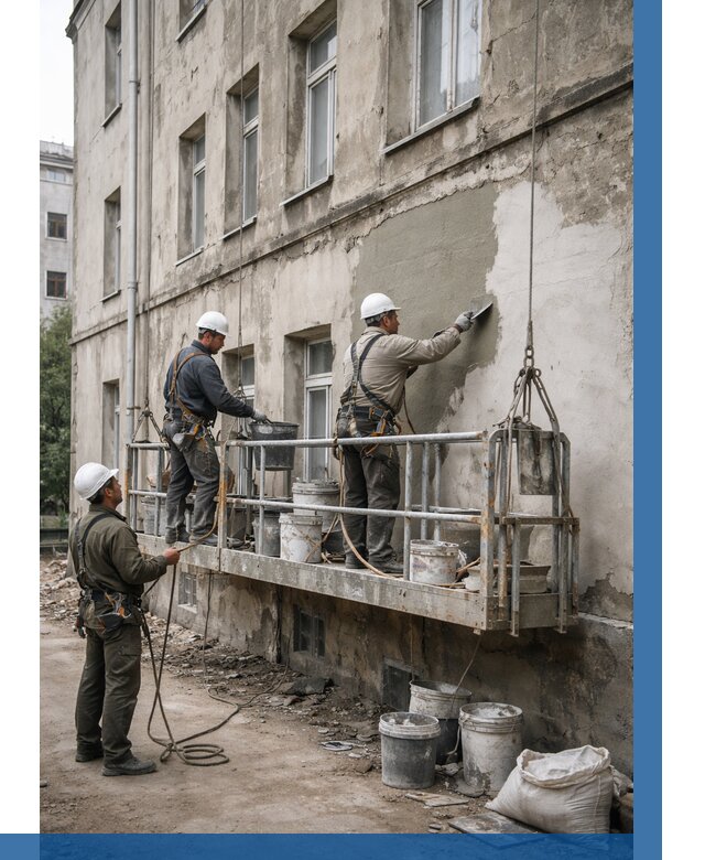 Капитальный ремонт фасада в Кузнецке от 4378 р. | ВЫСОТНИК-Кнц