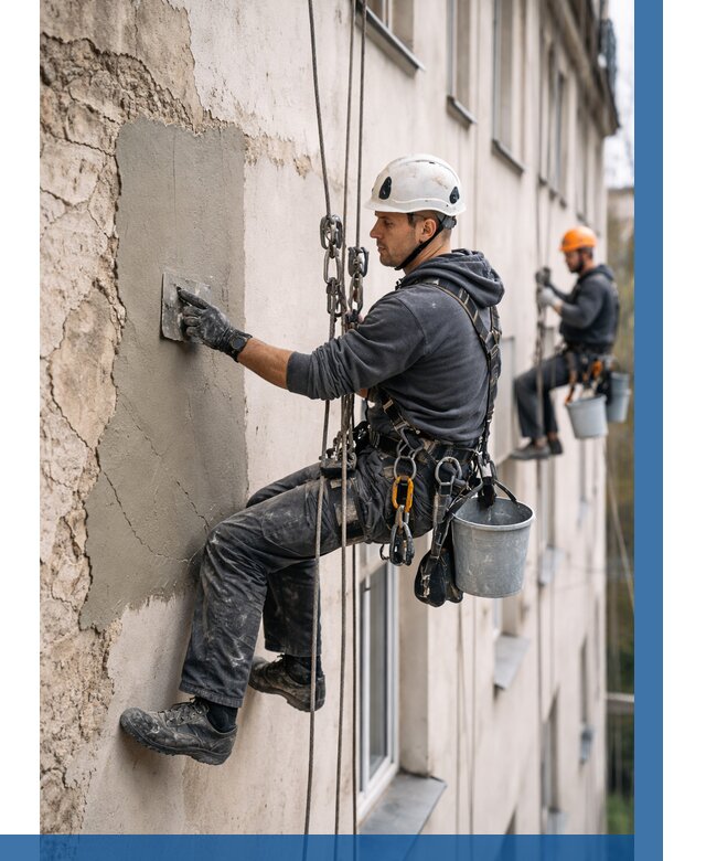 Восстановление штукатурки фасада в Кузнецке от 1251 р. | ВЫСОТНИК-Кнц