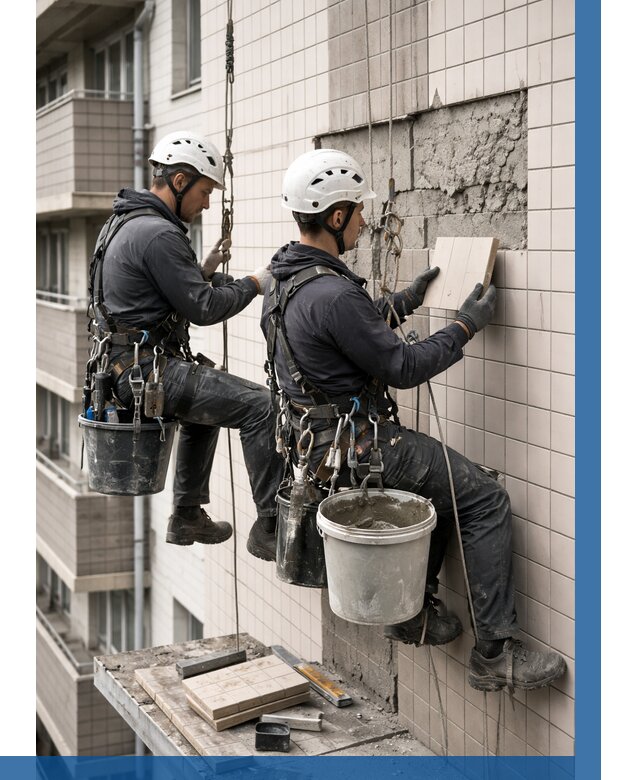 Ремонт облицовки фасада плиткой в Кузнецке от 1876 р. | ВЫСОТНИК-Кнц