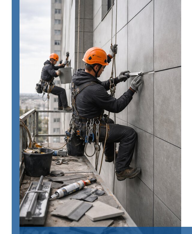 Профессиональный ремонт фасада из керамогранита в Кузнецке