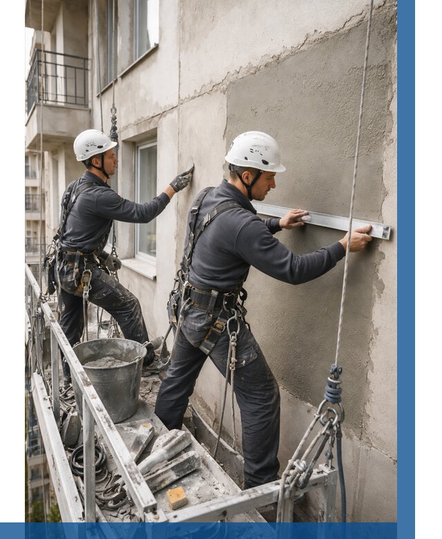 Штукатурка фасада на высоте в Кузнецке от 938 р. | ВЫСОТНИК-Кнц