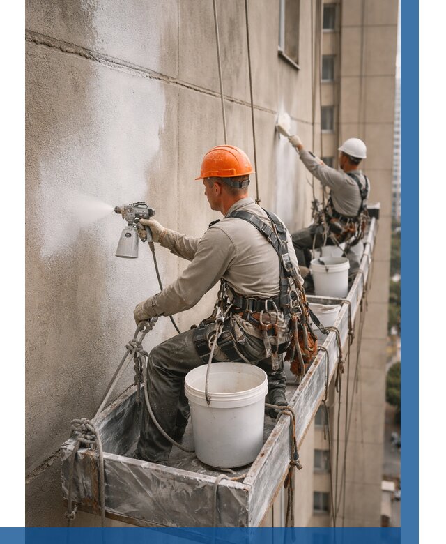 Грунтовка фасада на высоте в Кузнецке от 125 р. | ВЫСОТНИК-Кнц