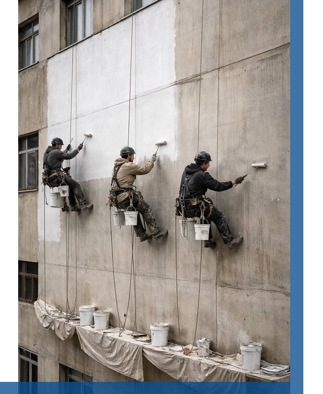 Покраска бетонного фасада в Кузнецке от 365 р за м2 | ВЫСОТНИК-Кнц