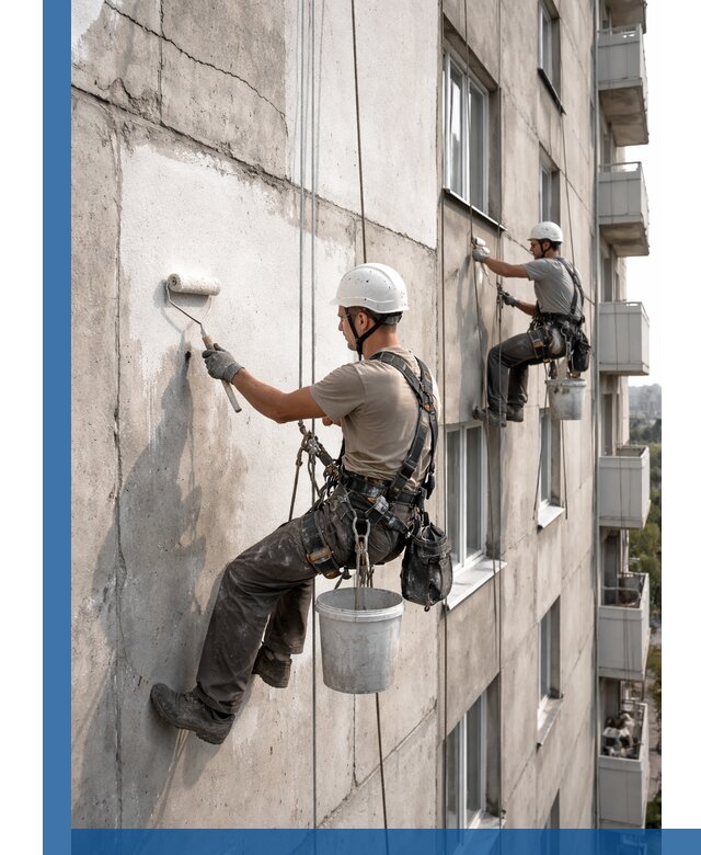 Покраска бетонного фасада в Кузнецке для жилых и промышленных объектов