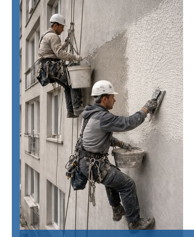 Нанесение декоративной штукатурки короед на фасад в Кузнецке