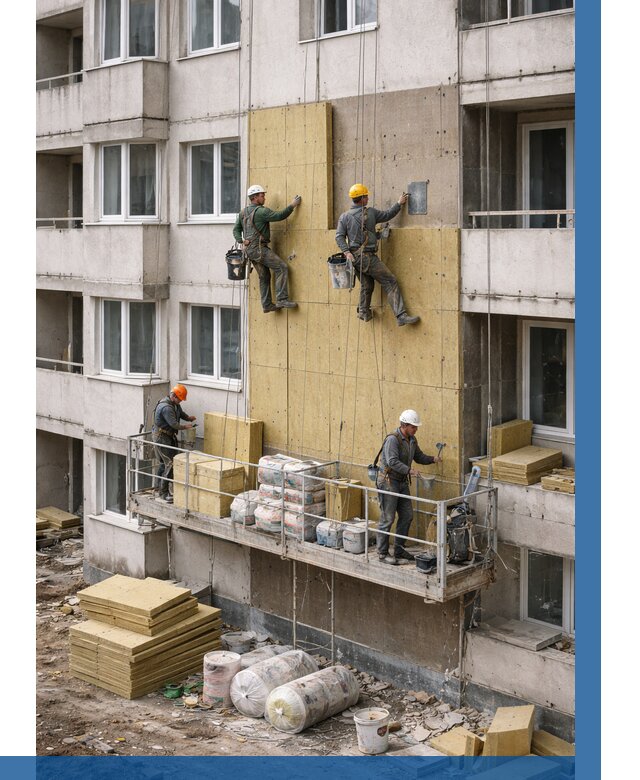 Утепление фасада минватой в Кузнецке от 1564 р. | ВЫСОТНИК-Кнц