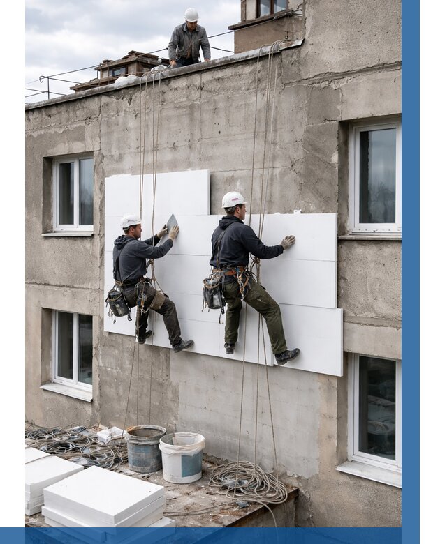 Утепление фасада пенополистиролом в Кузнецке от 1876 р. | ВЫСОТНИК-Кнц