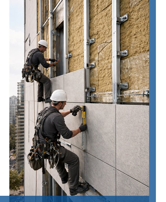 Монтаж вентилируемого фасада в Кузнецке от 3648 р. | ВЫСОТНИК-Кнц