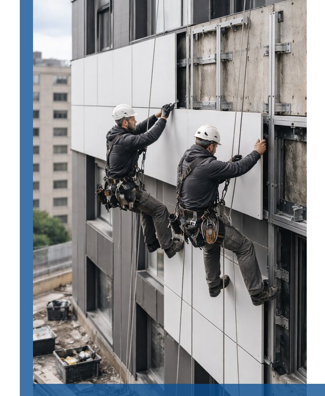 Монтаж композитных панелей фасада в Кузнецке под ключ