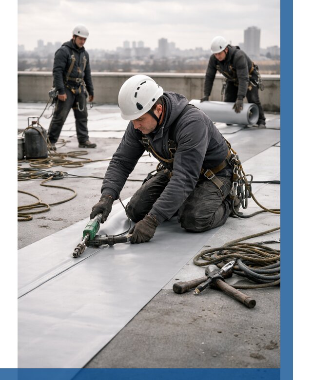 Ремонт мембранной кровли в Кузнецке от 1876 р./м2 | ВЫСОТНИК-Кнц