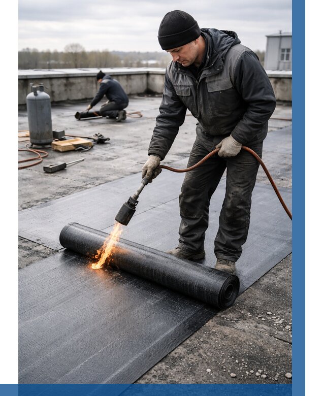 Ремонт наплавляемой кровли в Кузнецке от 730 р. | ВЫСОТНИК-Кнц