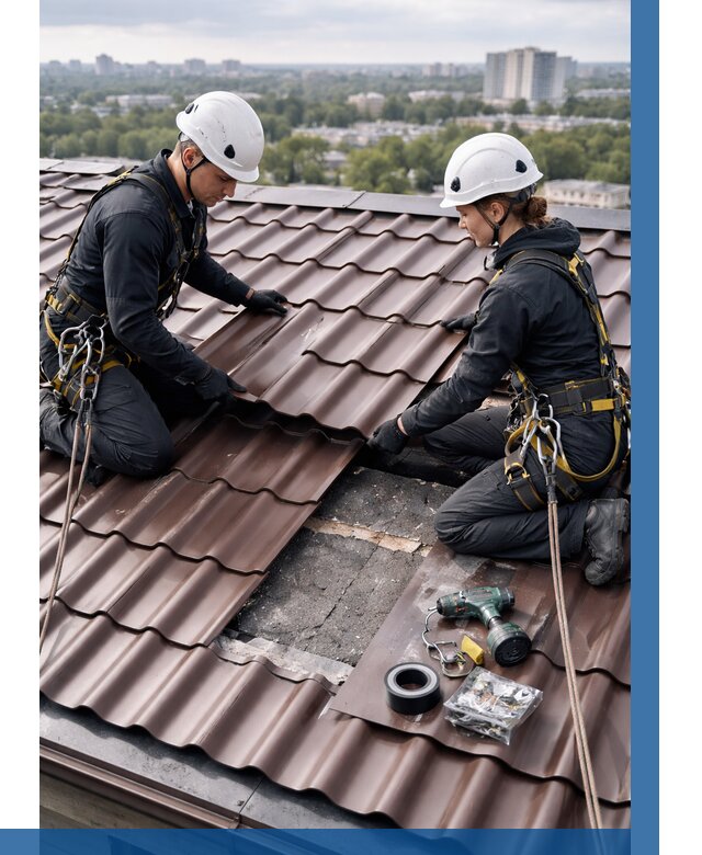 Ремонт металлочерепицы на крыше в Кузнецке от 938 р. | ВЫСОТНИК-Кнц