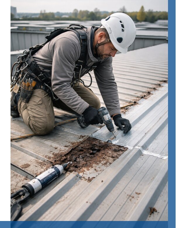 Ремонт профнастила на кровле в Кузнецке от 730 р. | ВЫСОТНИК-Кнц