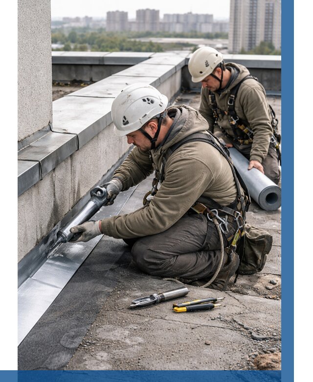 Ремонт кровельных примыканий в Кузнецке от 1251 р. | ВЫСОТНИК-Кнц