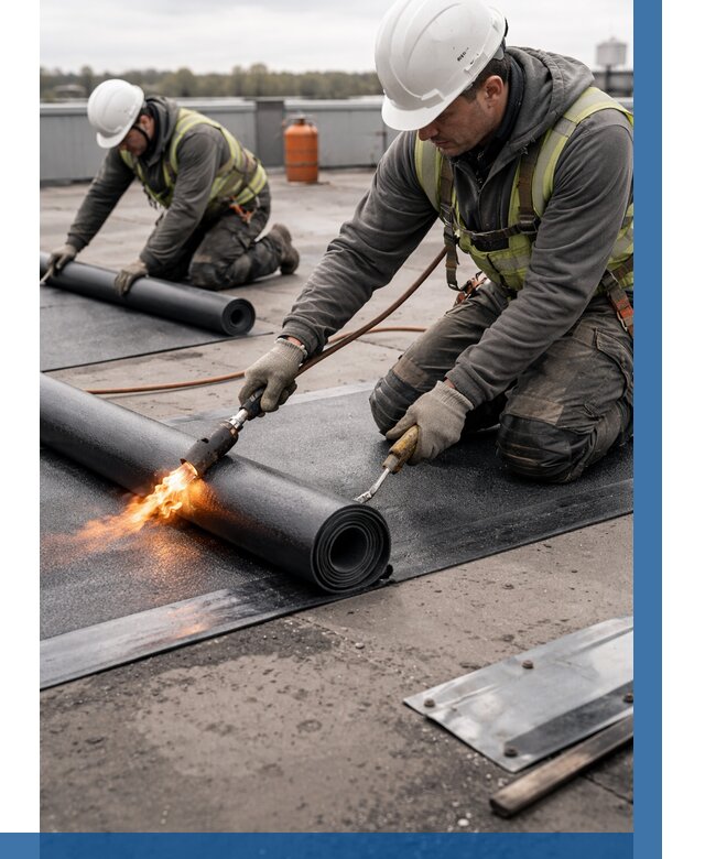 Монтаж наплавляемой кровли в Кузнецке от 886 р. — ВЫСОТНИК-Кнц