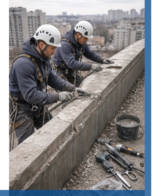 Ремонт парапета на кровле в Кузнецке от 1564 р. | ВЫСОТНИК-Кнц