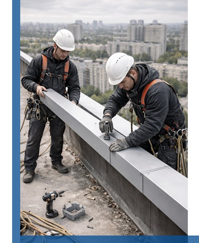 Монтаж парапетных крышек и ограждений кровли в Кузнецке