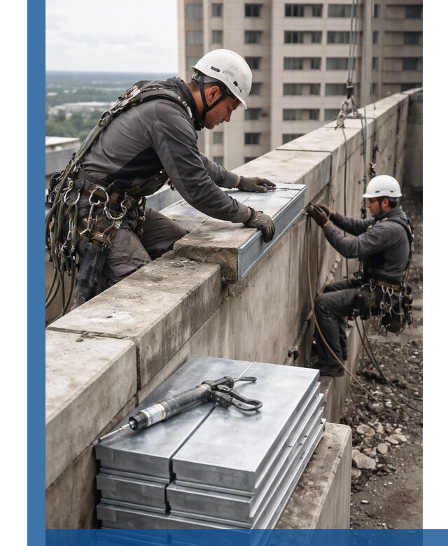 Замена парапетных крышек и установка новых в Кузнецке