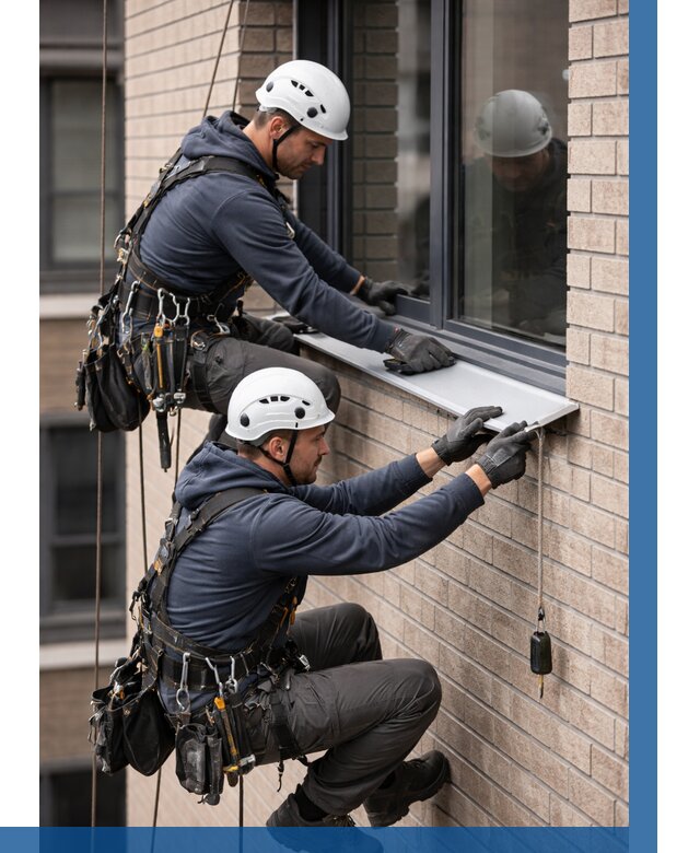 Монтаж оконных отливов под ключ в Кузнецке от 3648 р. | ВЫСОТНИК-Кнц