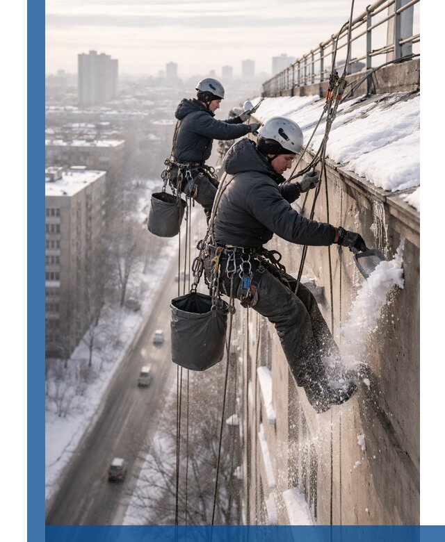 Очистка карнизов от снега в Кузнецке профессионально и безопасно