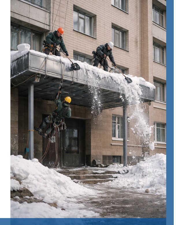 Очистка козырьков от снега в Кузнецке от 3648 р. | ВЫСОТНИК-Кнц