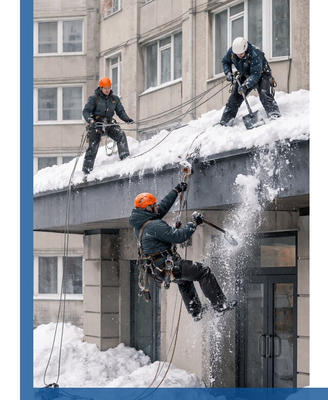 Безопасная очистка навесов от снега в Кузнецке круглогодично