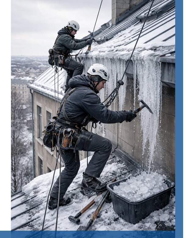 Удаление наледи с кровли в Кузнецке от 5733 р. | ВЫСОТНИК-Кнц