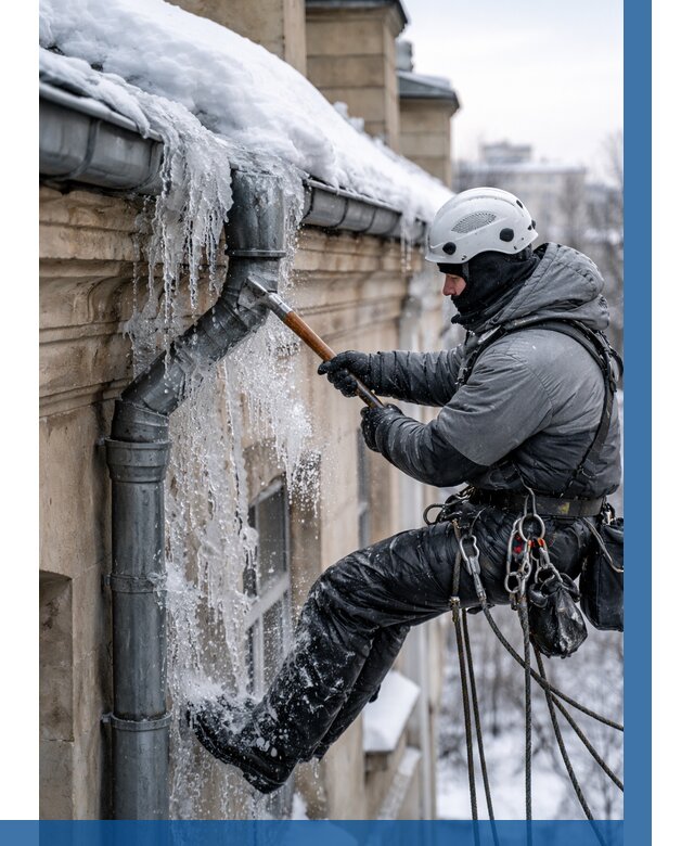 Очистка водостоков от льда в Кузнецке от 3648 р. | ВЫСОТНИК-Кнц