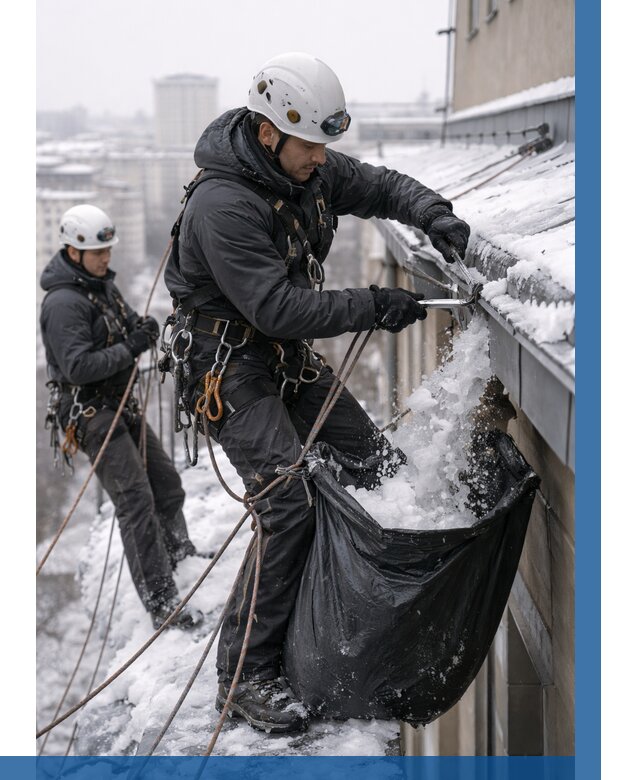 Аварийная очистка крыши в Кузнецке под ключ от 313 р. | ВЫСОТНИК-Кнц