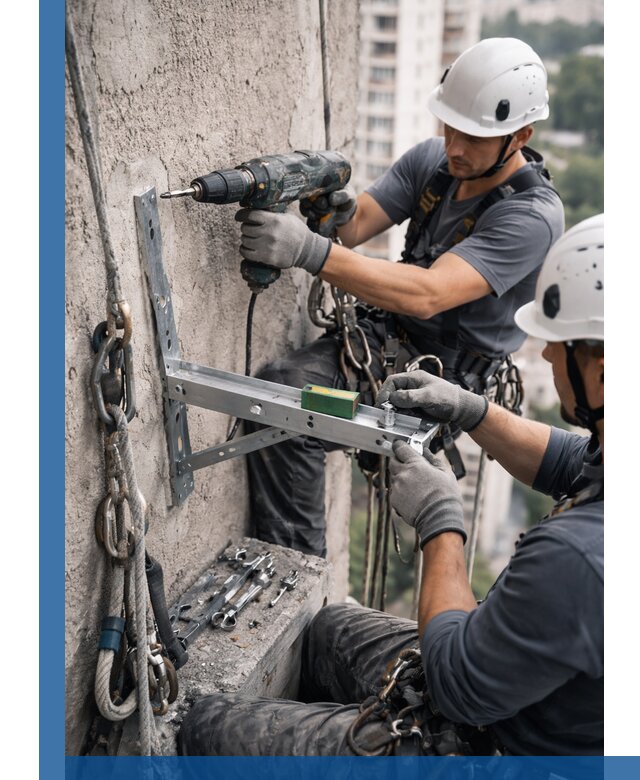 Установка кронштейнов кондиционера и крепежа в Кузнецке