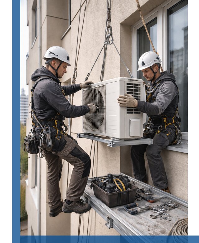 Перенос внешнего блока кондиционера в Кузнецке с монтажом и крепежом