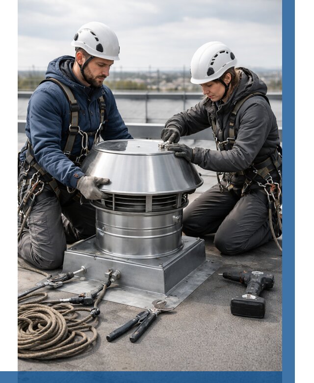 Установка дефлекторов на кровле в Кузнецке от 4691 р. | ВЫСОТНИК-Кнц