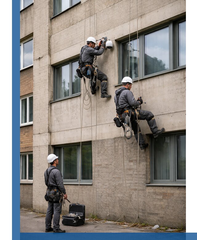 Монтаж фасадных камер видеонаблюдения в Кузнецке под ключ