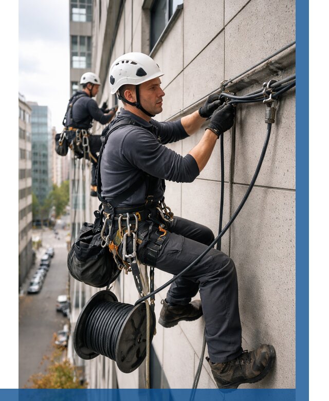 Прокладка кабеля по фасаду в Кузнецке от 365 р. | ВЫСОТНИК-Кнц