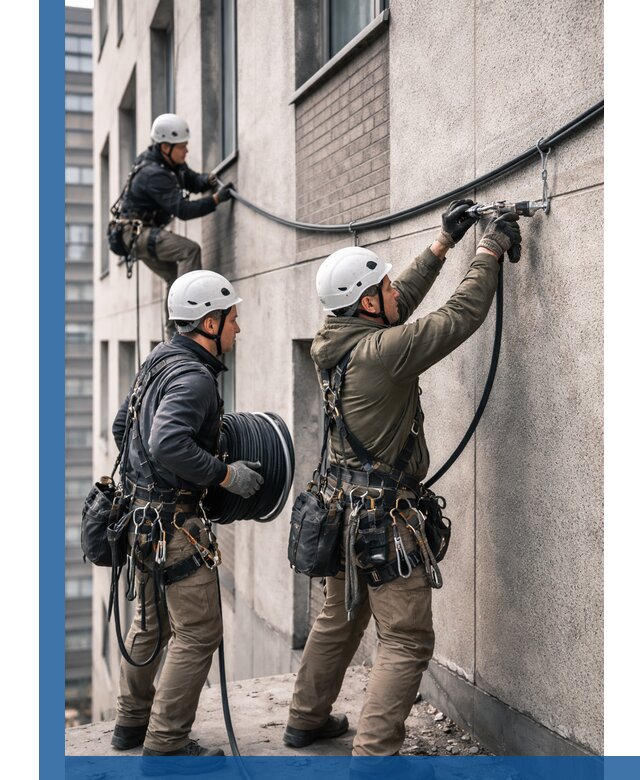 Прокладка кабеля по фасаду в Кузнецке, профессиональный монтаж