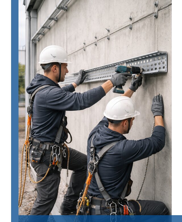 Монтаж кабельных лотков на фасаде зданий в Кузнецке с гарантией