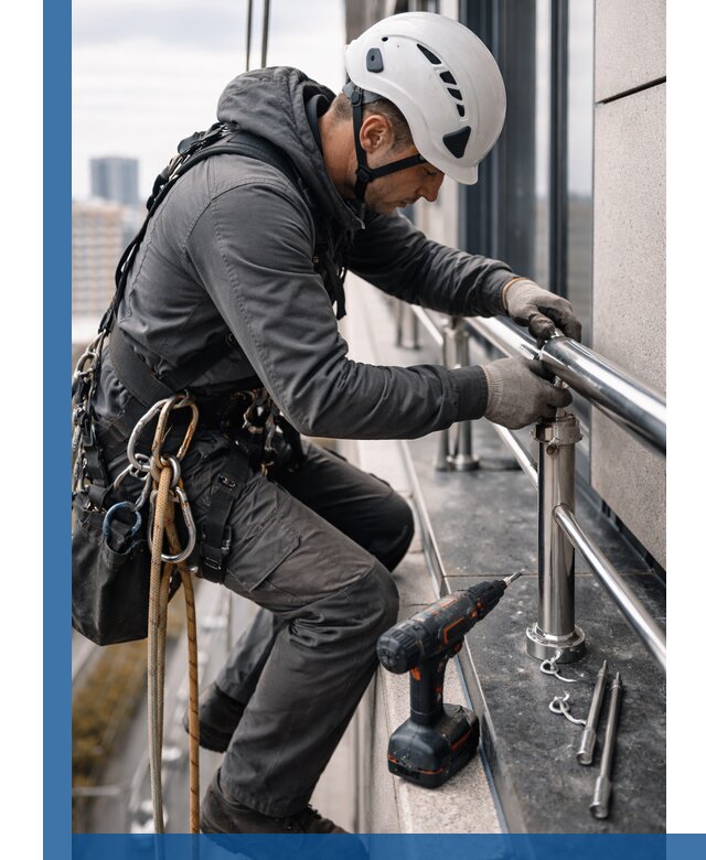 Монтаж ограждений на высоте в Кузнецке для зданий и конструкций