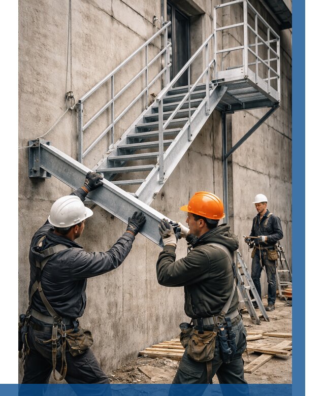 Монтаж металлических лестниц в Кузнецке от 15636 р. | ВЫСОТНИК-Кнц