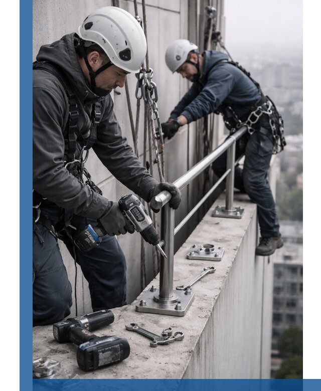 Монтаж перил на высоте в Кузнецке для жилых и промобъектов