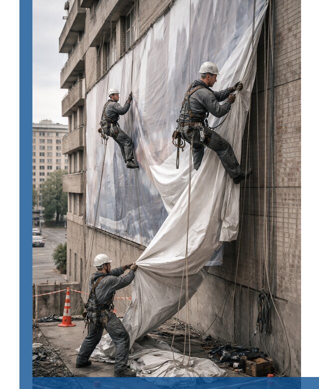 Демонтаж баннеров с фасада в Кузнецке оперативно и безопасно