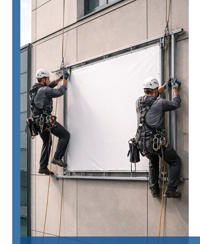 Монтаж наружной рекламной вывески в Кузнецке под ключ