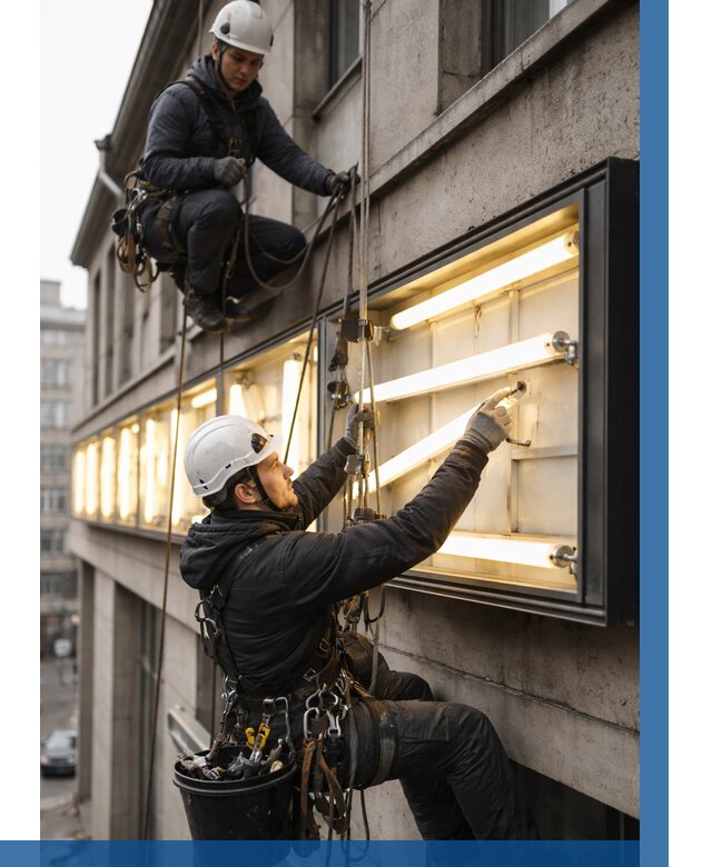 Замена ламп в вывеске в Кузнецке под ключ от 3648 р. | ВЫСОТНИК-Кнц