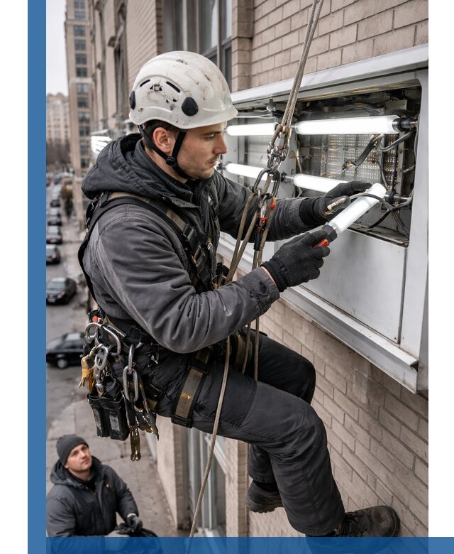 Профессиональная замена ламп в наружной вывеске в Кузнецке