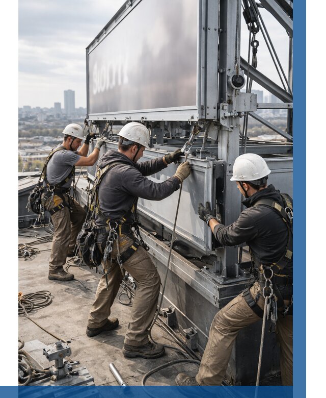 Монтаж крышной рекламной конструкции в Кузнецке от 62544 р.|ВЫСОТНИК-Кнц