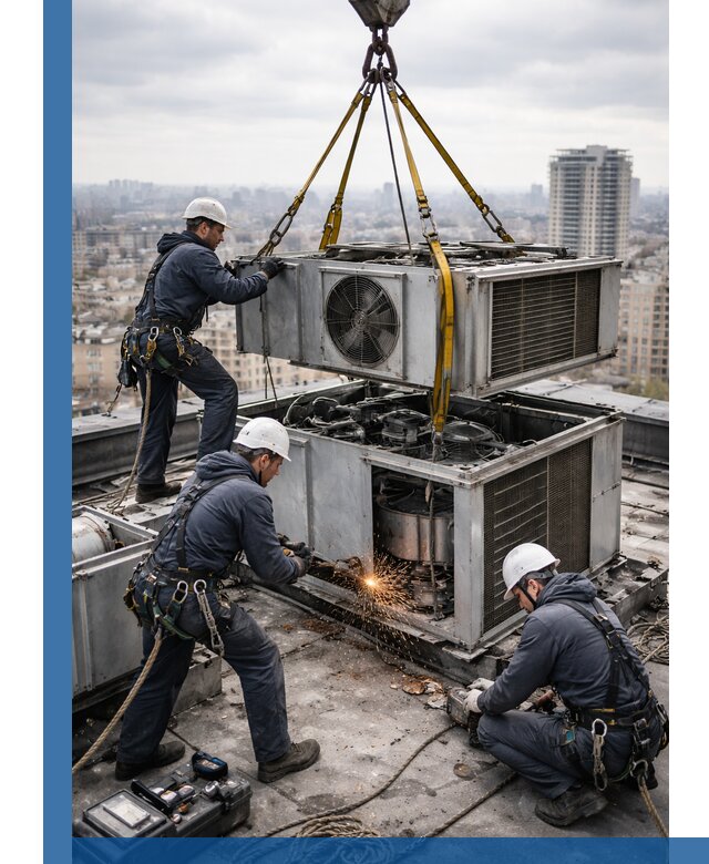 Демонтаж крышной установки в Кузнецке любой сложности