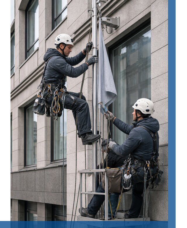 Установка флагов на фасаде в Кузнецке от 4691 р. | ВЫСОТНИК-Кнц