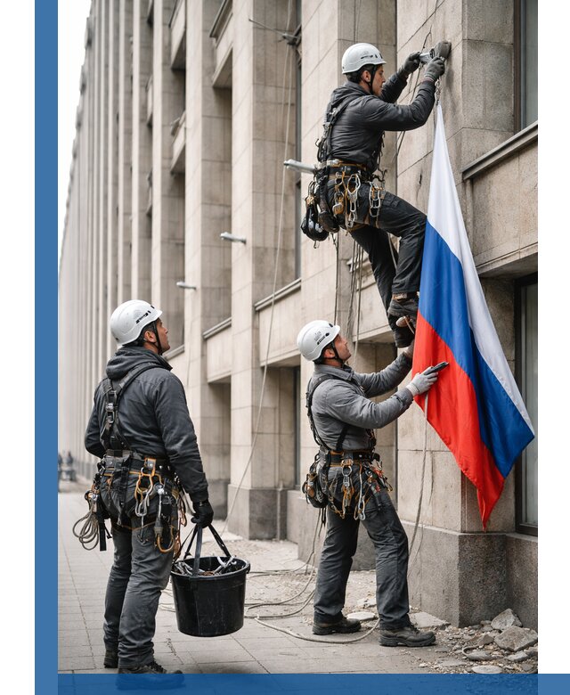 Профессиональная установка флагов на фасаде в Кузнецке